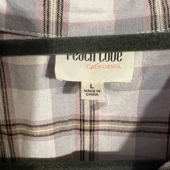 Peach Love California Pink and Gray Plaid Button Down Shirt - Picture 5 of 5
